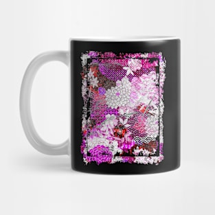 Japanese Floral Pattern Chrysanthemum Cherry Blossom Earth Tone Colors 38 Mug